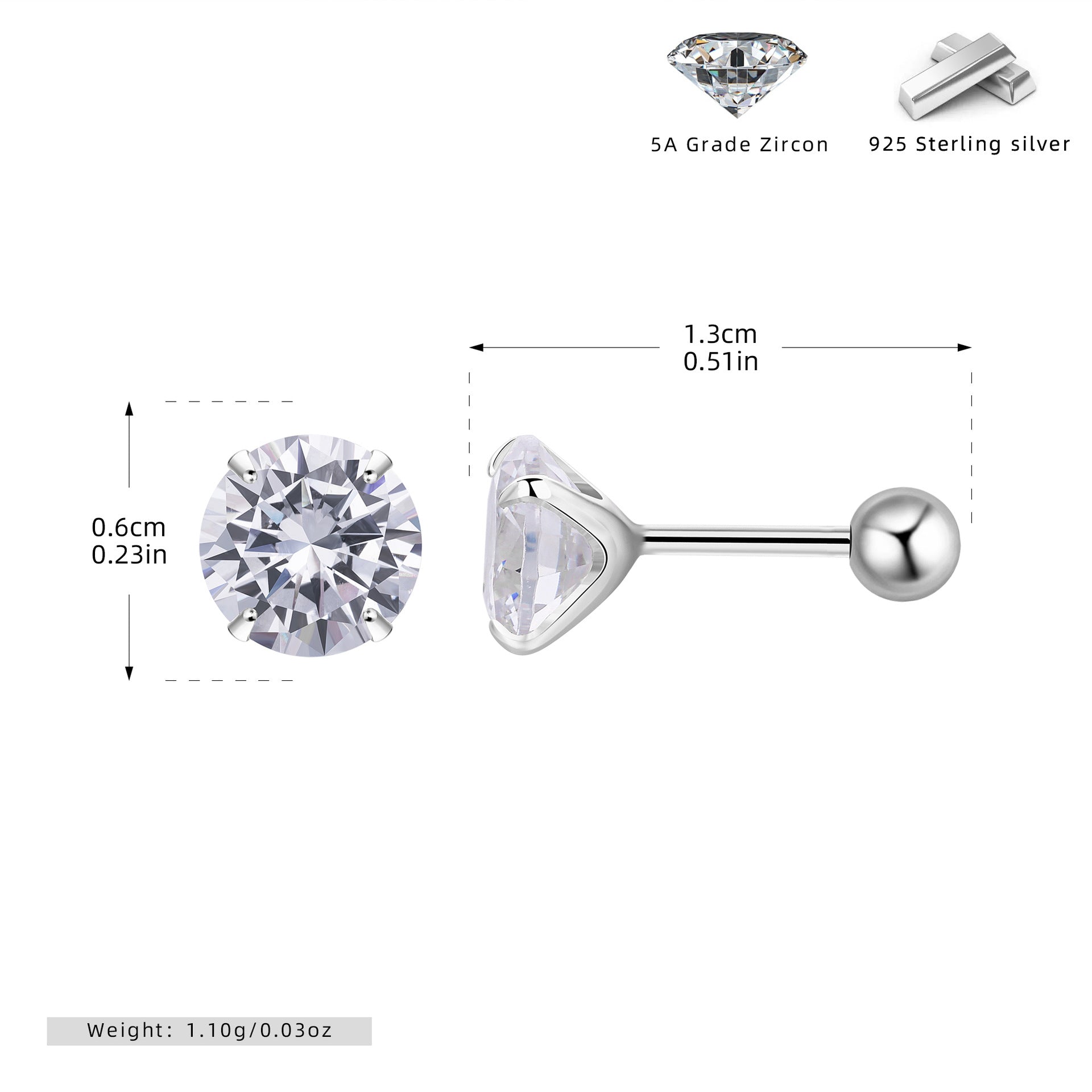Damen Ohrstecker mit funkelndem Zirkon und hochwertigem 925 Sterling Silber Shop Nory