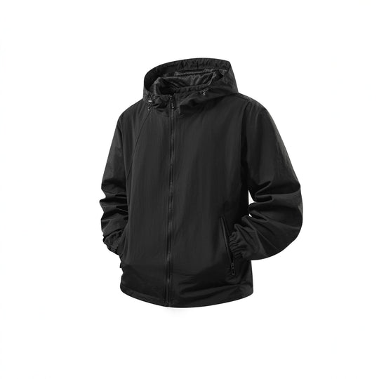 Herren Leichte atmungsaktive Kapuzen-Windjacke mit Mesh-Innenfutter und Reißverschlusstaschen Shop Nory