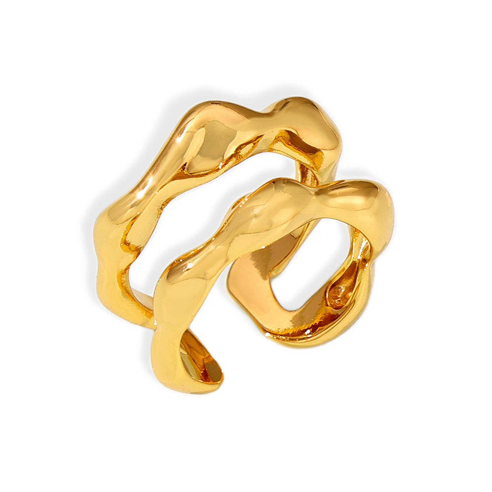 Damen Offener Ring mit modernem, geschwungenem Design aus hochwertigem Kupfer Shop Nory