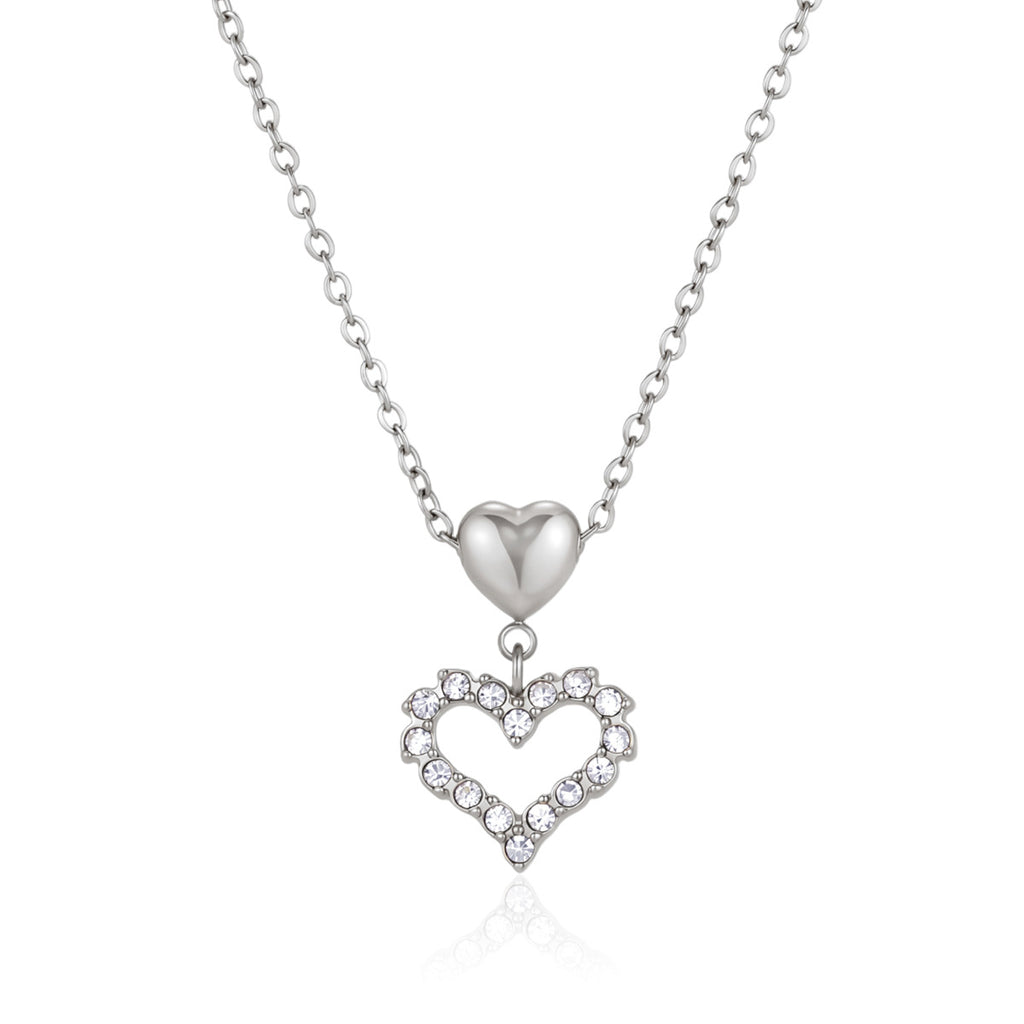 Damen Halskette mit Herzanhänger und funkelnden Zirkonia Shop Nory