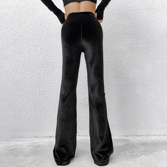 Damen samtige Highwaist‑Schlaghose mit weitem Bein und sculptender Passform Shop Nory
