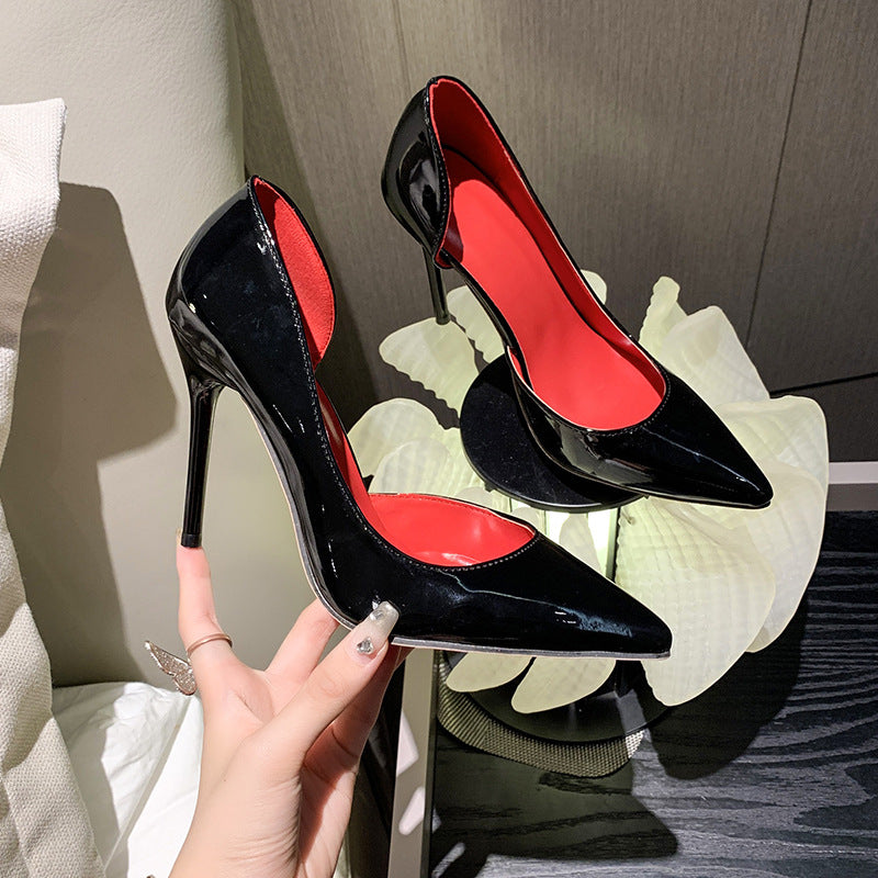 Damen Elegante spitze Lack-Pumps mit Cut-Out-Fersenpartie und schlankem Stilettoabsatz Shop Nory