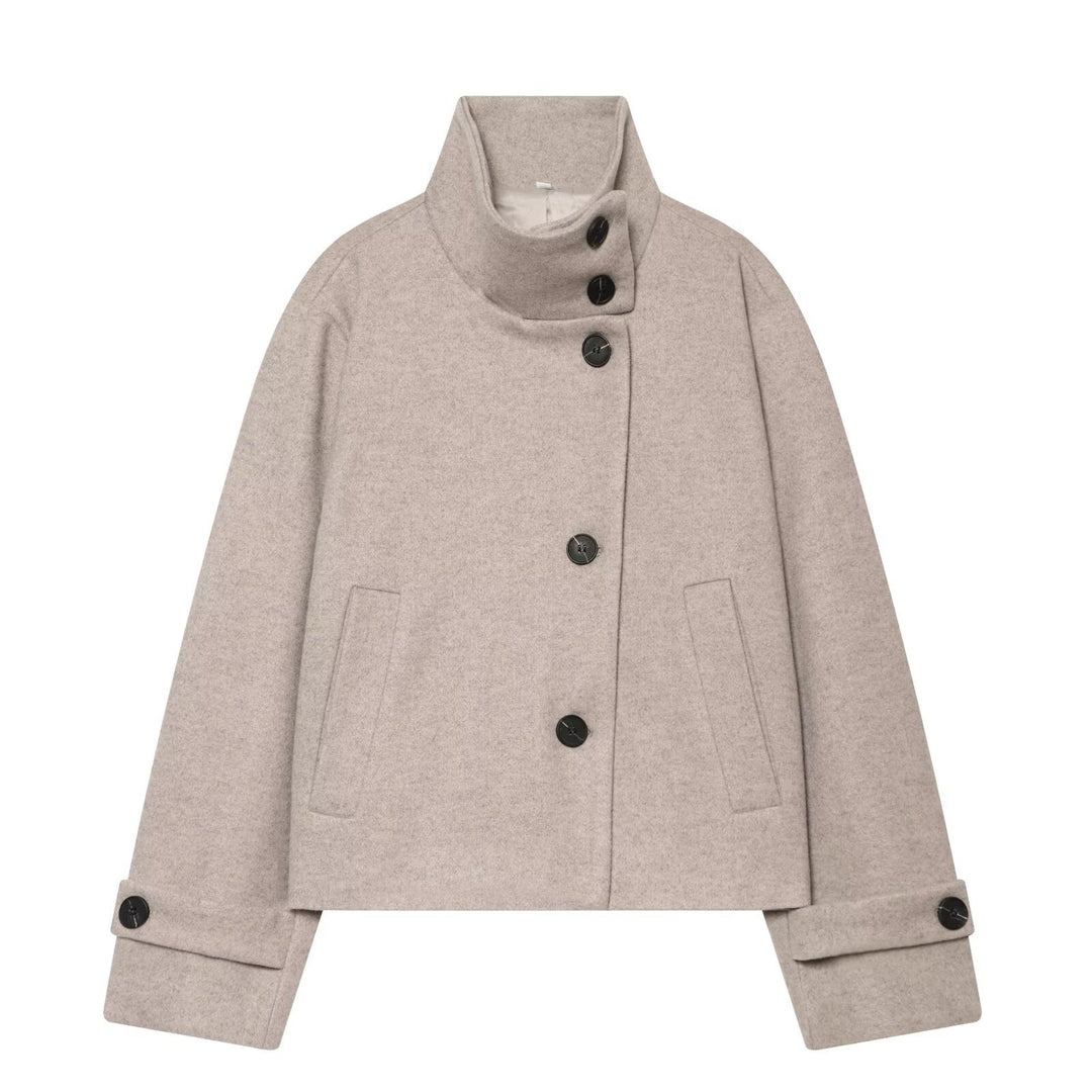 Damen Kurz-Capejacke aus Wollmix mit hohem Rollkragen und Manschetten-Detail Shop Nory