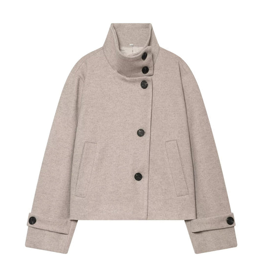 Damen Kurz-Capejacke aus Wollmix mit hohem Rollkragen und Manschetten-Detail Shop Nory