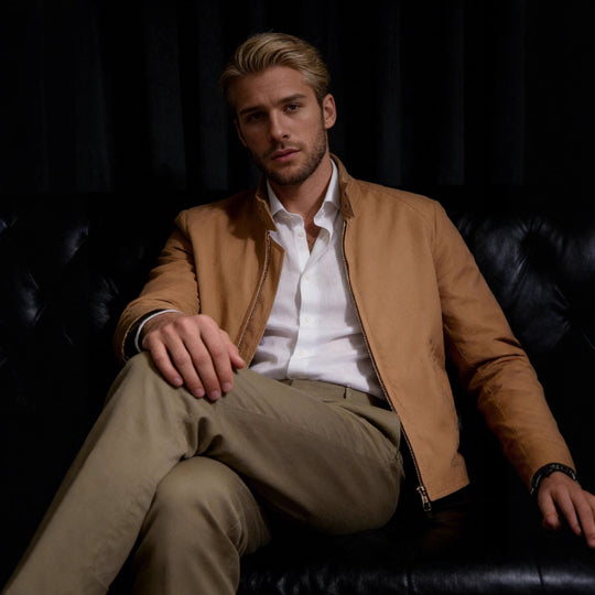 Herren Harrington-Jacke mit Cordkragen, Zweiwege-Reißverschluss und verdeckten Eingrifftaschen Shop Nory