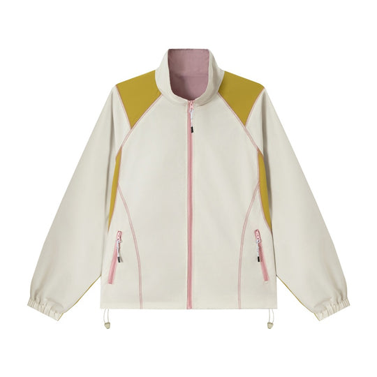 Unisex Leichte Softshell-Trainingsjacke mit Stehkragen, Kontrastpaneelen und Kordelzug Shop Nory