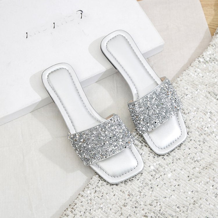 Damen elegante Strass-Pantoletten Shopnory