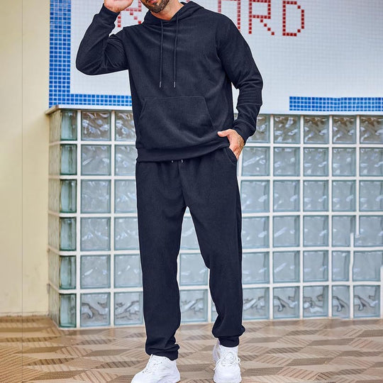 Herren Fleece-Loungewear-Set aus French Terry mit Kapuze, Kängurutasche und Relax-Jogginghose Shop Nory