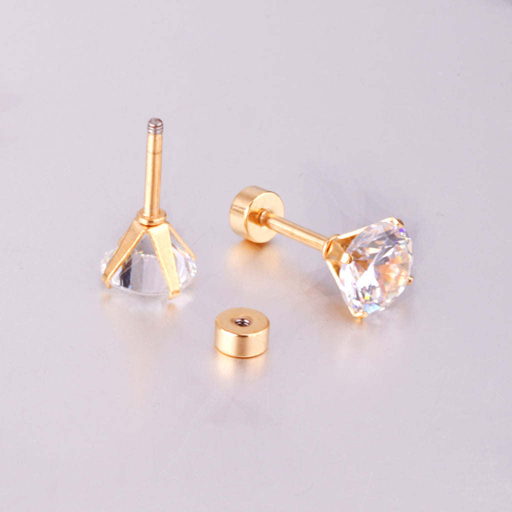 Damen Edelstahl Ohrstecker mit schwarzem Zirkonia Shop Nory