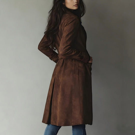 Damen Taillierter langer Mantel mit A-Linien-Silhouette und klassischer Knopfleiste Shop Nory