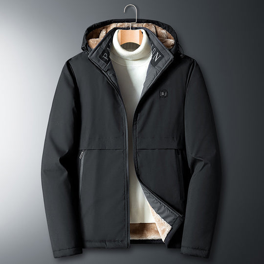 Herren Übergangsjacke mit Teddyfutter, winddichter Außenhülle und Kapuze Shop Nory