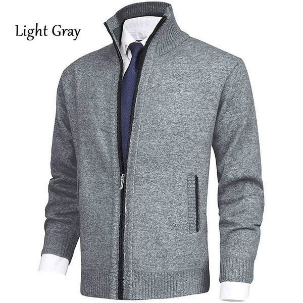 Herren Strickjacke mit Stehkragen und Reißverschluss