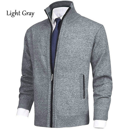 Herren Strickjacke mit Stehkragen und Reißverschluss