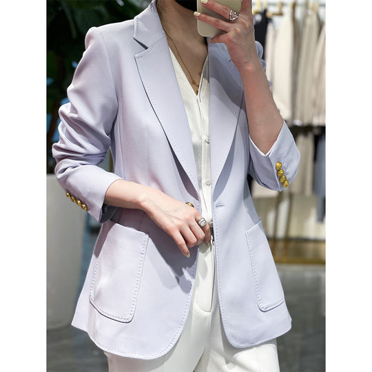Damen Taillierter Ein-Knopf-Blazer mit aufgesetzten Taschen und schmalem Revers Shop Nory