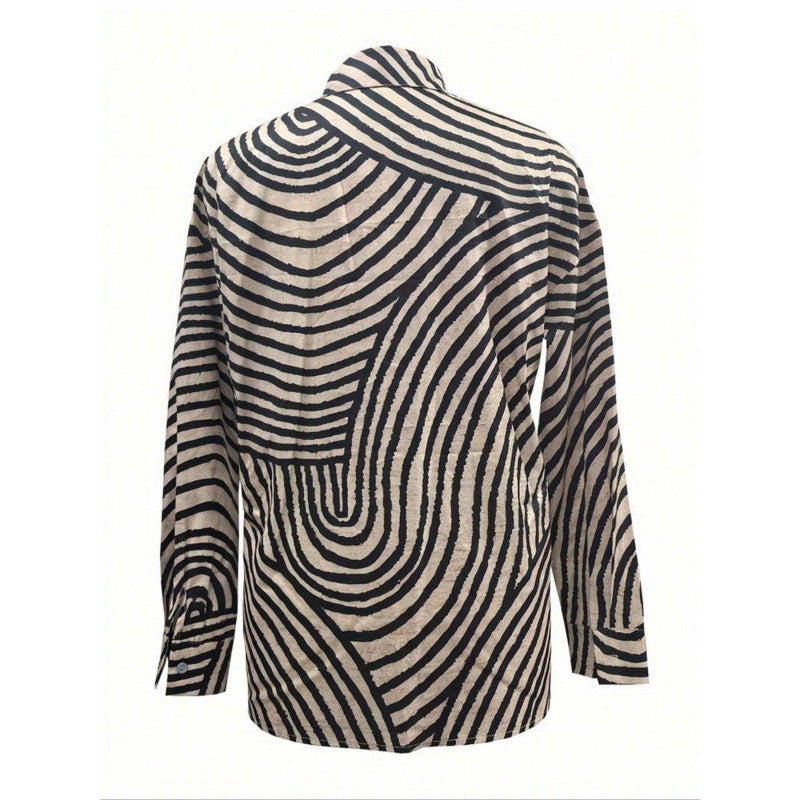 Damen modernes Hemdblusenshirt mit grafischem Muster