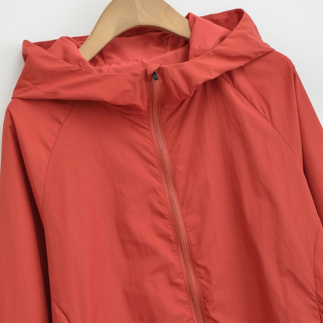 Damen Ultraleichte Kapuzen-Windbreaker mit verlängertem Rückensaum und elastischem Saum Shop Nory