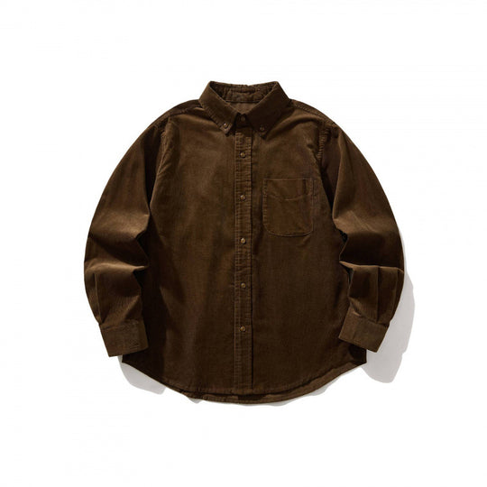 Unisex Kastenförmiges Cord-Hemd im Overshirt-Stil mit Button-Down-Kragen und aufgesetzter Brusttasche Shop Nory
