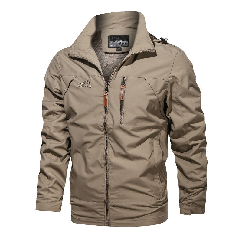 Herren leichte wasserabweisende Nylon-Bomberjacke mit Stehkragen und Reißverschlusstaschen Shop Nory