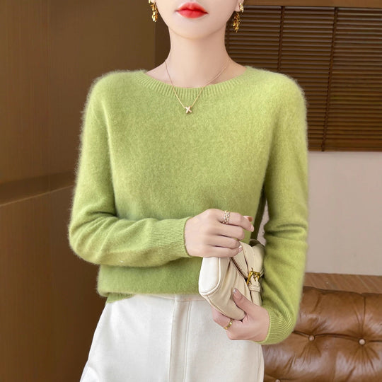 Damen Weicher Mohair‑Optik Rundhals‑Pullover mit feinem Rippsaum und leichter Oversize‑Passform Shop Nory