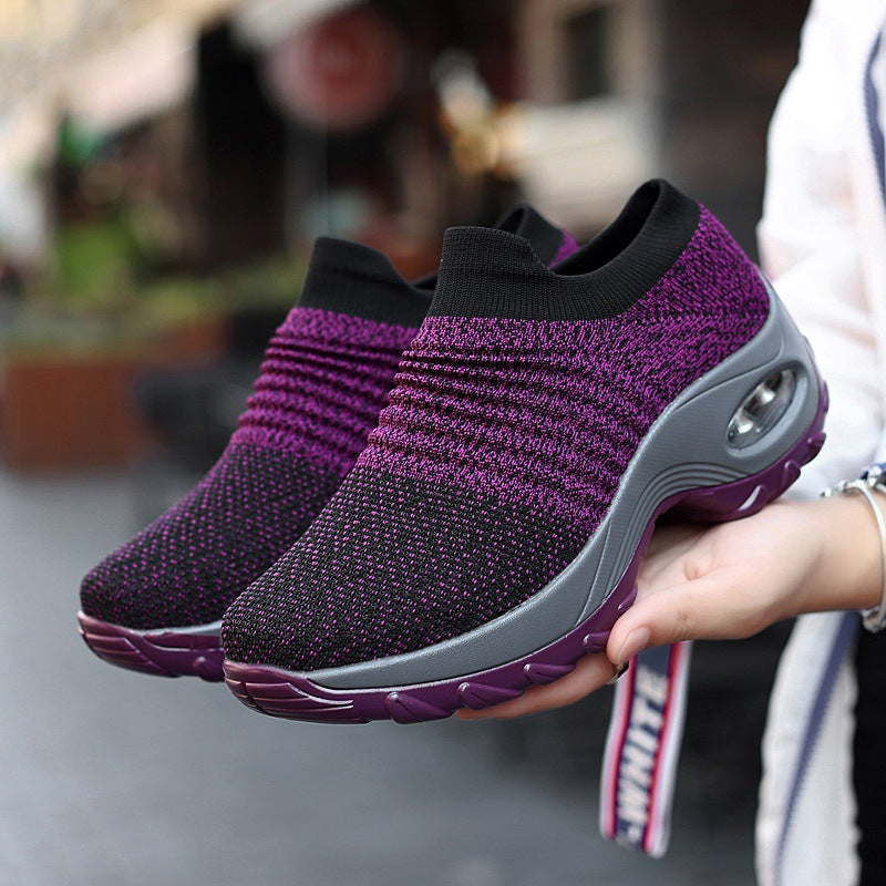 Damen Slip-On Strick-Sneaker mit sockenähnlichem Schaft und Luftkissen-Plateausohle Shopy Nory