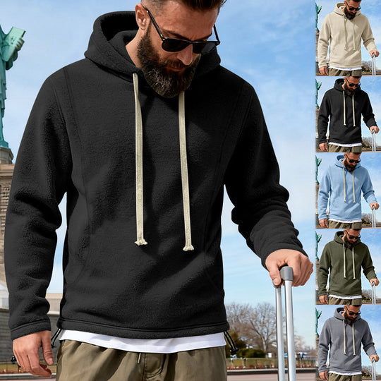 Herren Fleece-Hoodie mit Teddystruktur, Kapuze und entspannter Passform Shop Nory