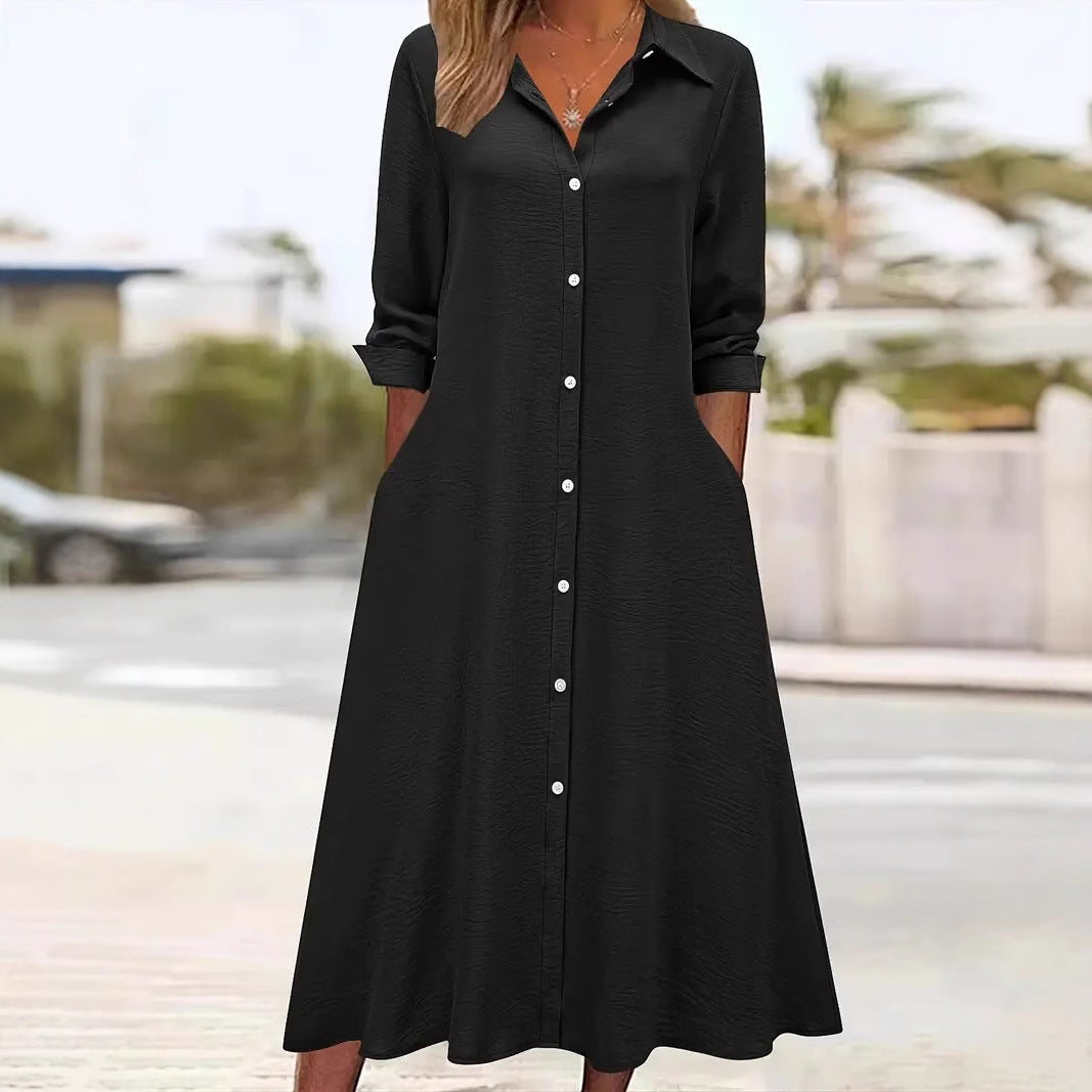 Damen Hemdblusenkleid mit praktischen Taschen und elegantem Schnitt