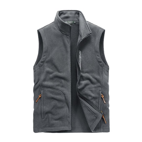 Herren Fleece-Utility-Weste mit Reißverschluss, Stehkragen und praktischen Taschen Shop Nory