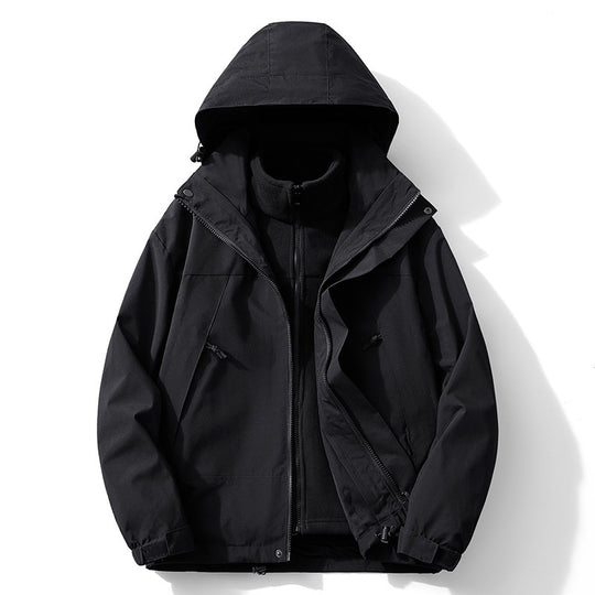 Herren zweilagige Softshell- und Fleece-Kombinationsjacke mit abnehmbarem Innenfutter und Kapuze Shop Nory