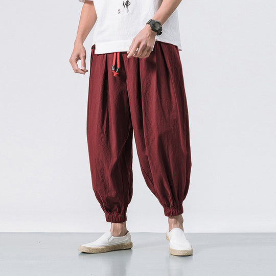 Herren ausgefallene Ballonhose im Haremstil mit Faltenwurf, elastischem Bund und Kordelzug Shop Nory