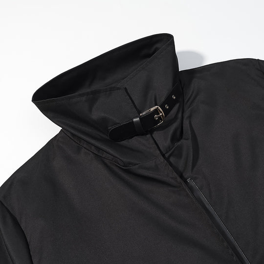 Damen Langer minimalistischer Mantel mit hohem Stehkragen und verdeckter Front Shop Nory