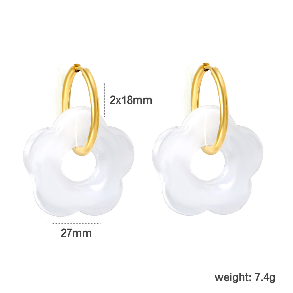 Damen Hängende Ohrstecker mit kunstvollem Blüten-Design und goldenem Ring Shop Nory