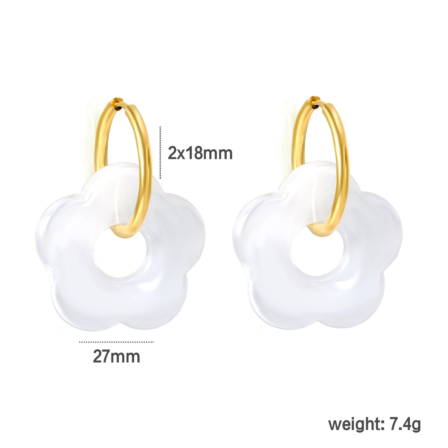 Damen Hängende Ohrstecker mit kunstvollem Blüten-Design und goldenem Ring Shop Nory