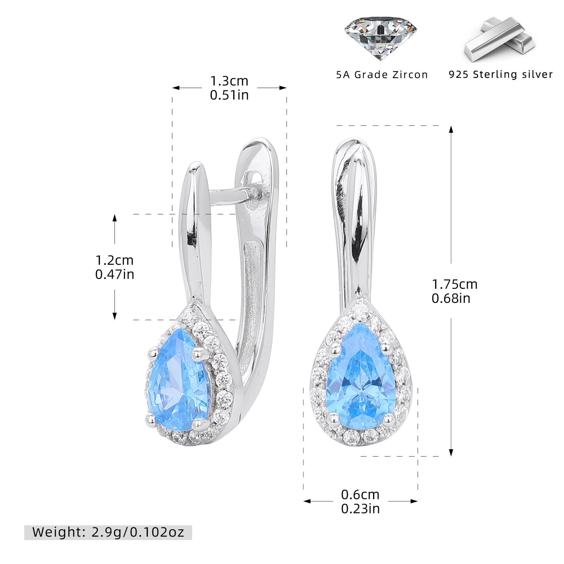 Damen Ohrhänger mit tropfenförmigem Zirkon und funkelndem Zirkonbesatz Shop Nory