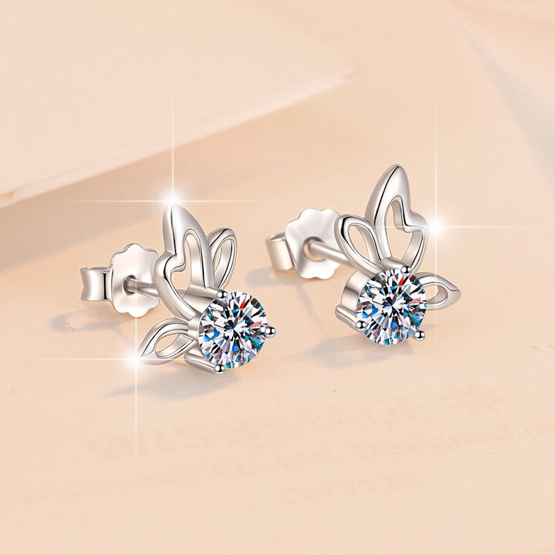 Damen Ohrstecker mit floralem Design und funkelndem Kristall Shop Nory