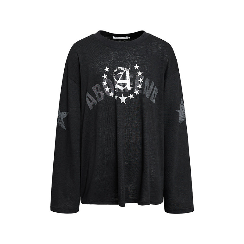 Damen Oversize-Longsleeve aus Baumwolljersey mit Glitter-Sternenprint und Rundhalsausschnitt Shop Nory