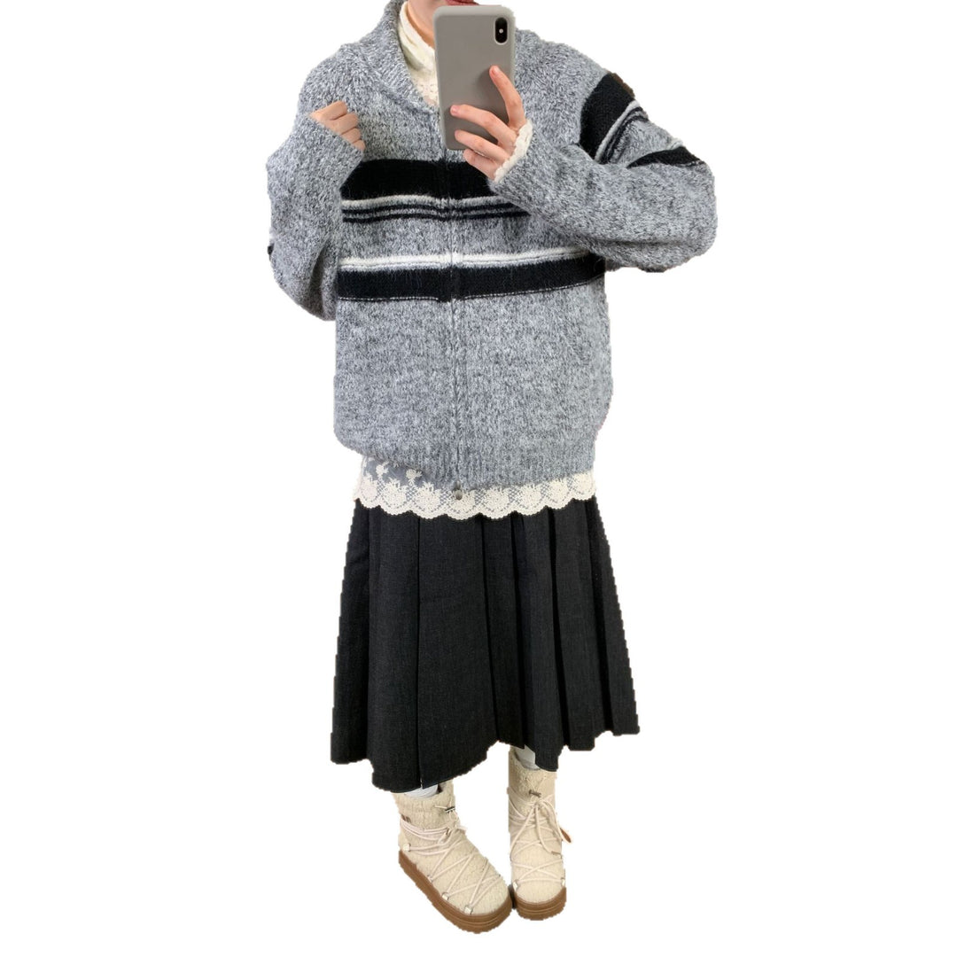 Damen Gemütlicher Strick-Cardigan mit Reißverschluss Shop Nory