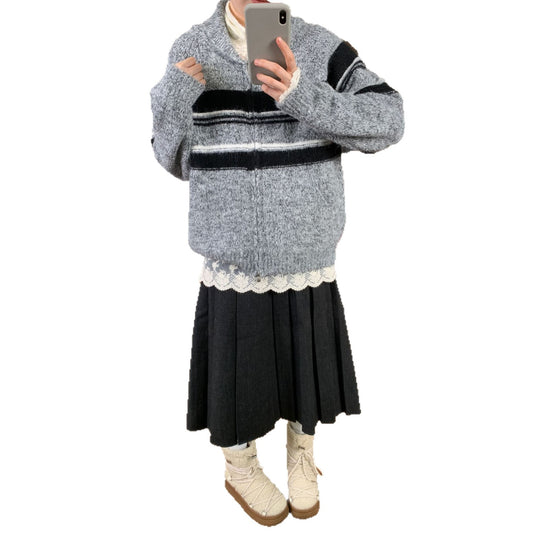 Damen Gemütlicher Strick-Cardigan mit Reißverschluss Shop Nory