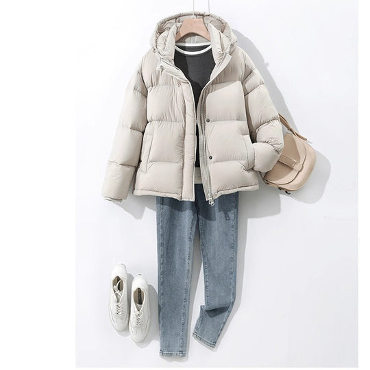 Damen Stilvolle Daunenjacke mit Kapuze Shop Nory
