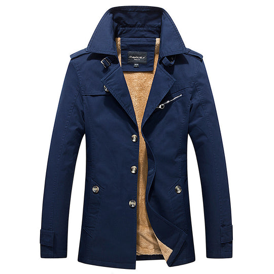 Herren Kurzmantel im Trenchcoat‑Stil mit Teddyfutter, Reverskragen und Schulterpatten Shop Nory
