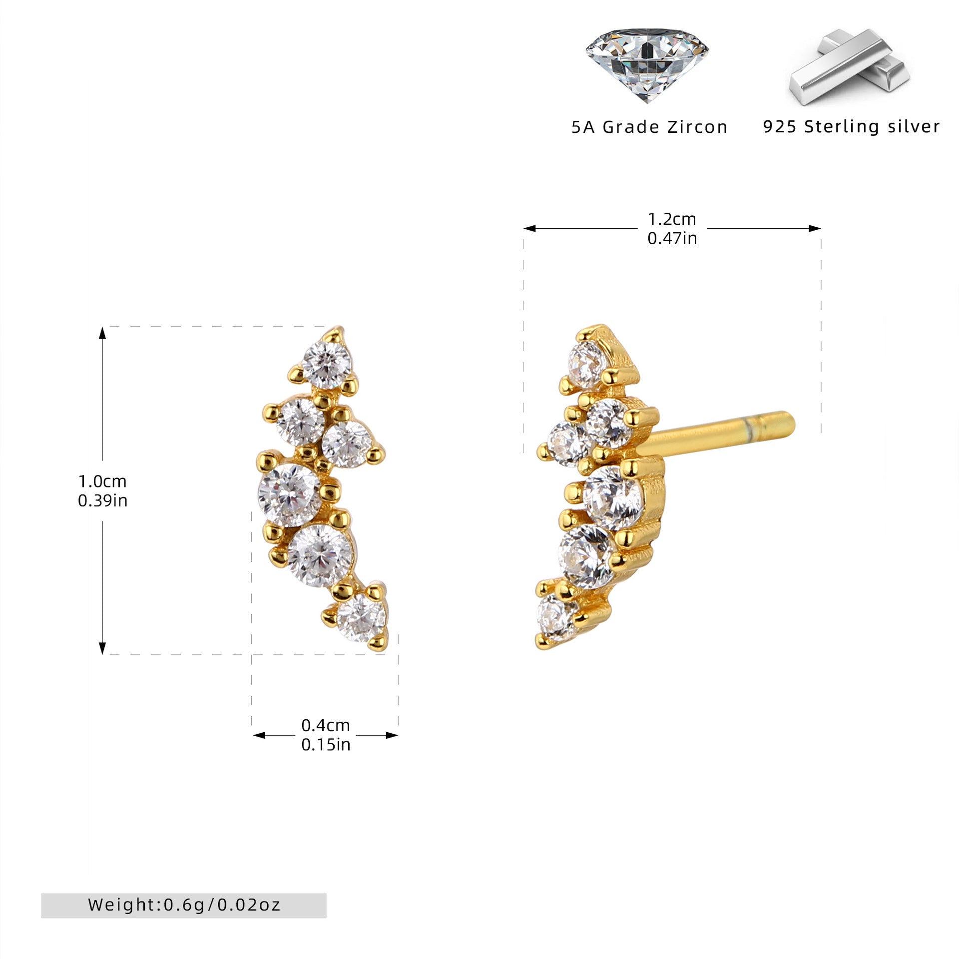 Damen Ohrstecker im modernen Zickzackdesign aus hochwertigem 925 Sterling Silber Shop Nory