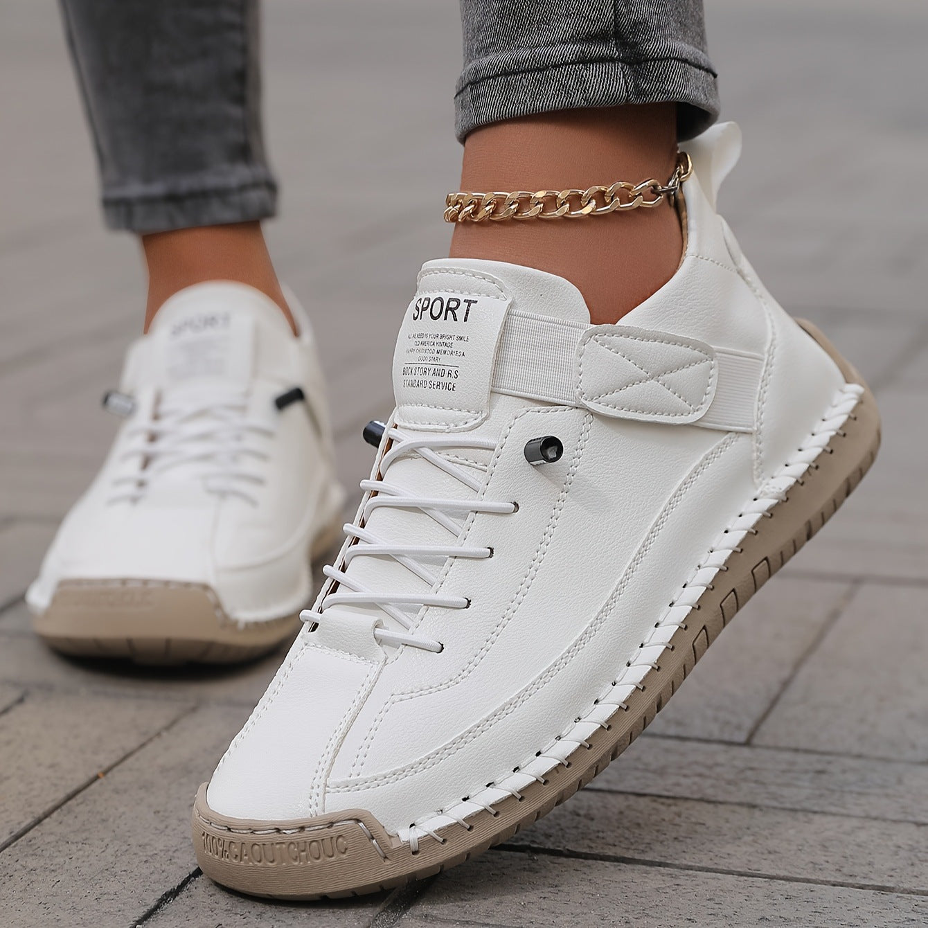 Damen Bequeme Freizeitschuhe mit elastischem Klettverschluss und atmungsaktiver Konstruktion Shopnory