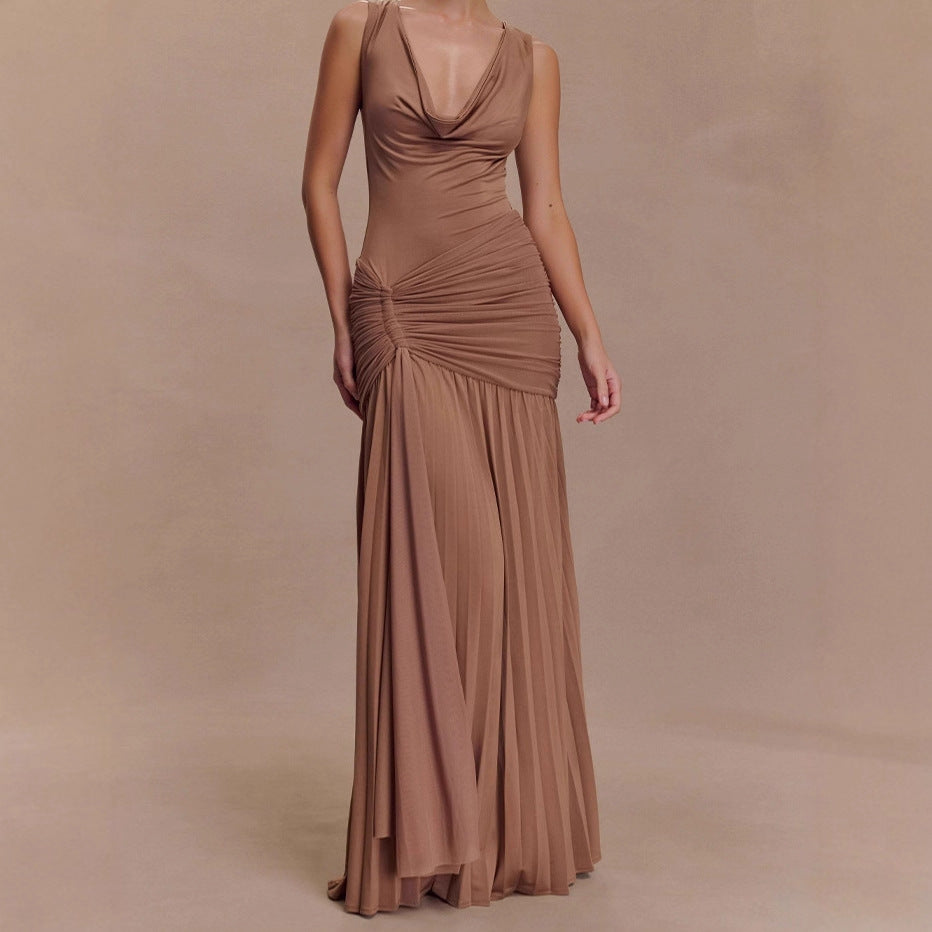 Damen Elegantes Maxikleid mit raffinierten Drapierungen und figurbetontem Schnitt