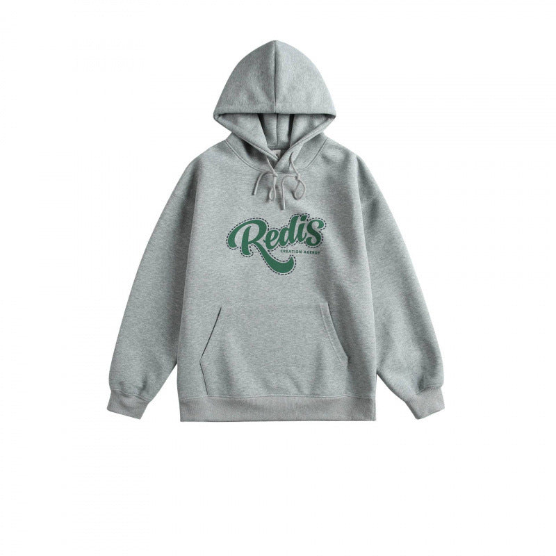 Unisex Oversize-Kapuzenpullover mit Kängurutasche, Logoprint und breitem Rippbund Shop Nory