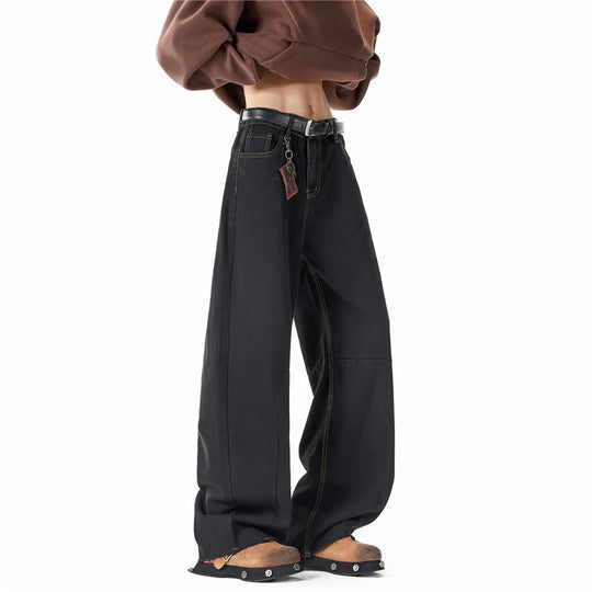 Herren Weit geschnittene Baggy-Jeans mit hoher Bundhöhe, Knie‑Abnähern und Used‑Waschung Shop Nory