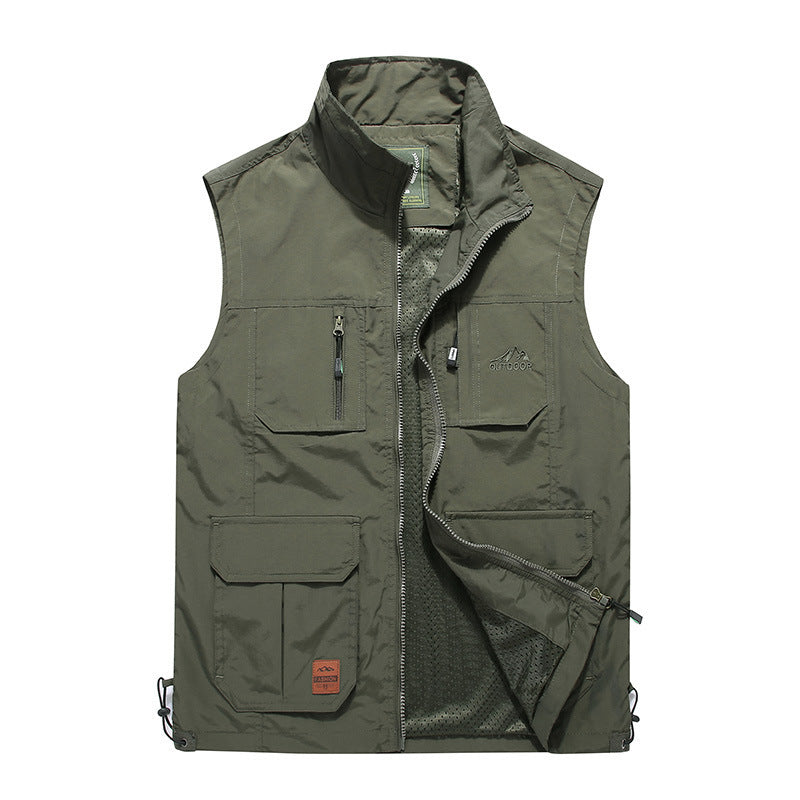 Herren multifunktionale Outdoor‑Utility‑Weste mit Reißverschluss, Mehrfachtaschen und atmungsaktivem Meshfutter Shop Nory