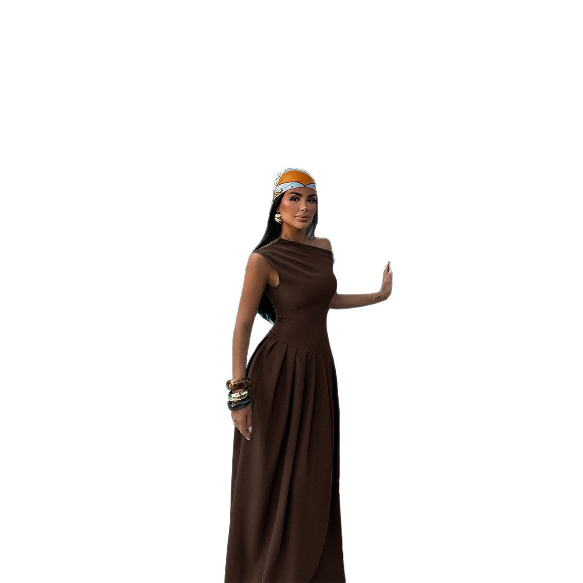 Damen Elegantes Abendkleid mit fließendem Schnitt und dekorativem Faltenwurf