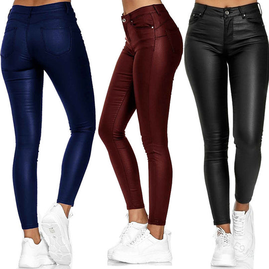 Damen Beschichtete High-Waist Skinny-Jeansoptik Hose Shop Nory