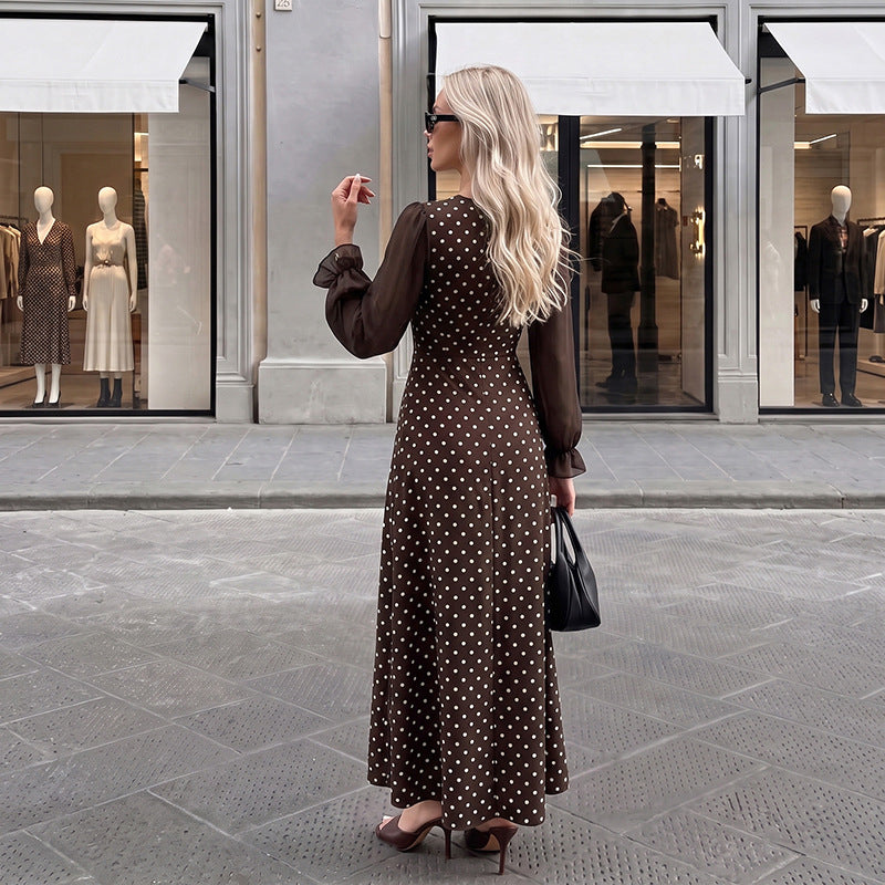 Damen Maxikleid mit Quadrat-Ausschnitt, transparenten Chiffon-Ärmeln und taillierter A-Linie Shop Nory