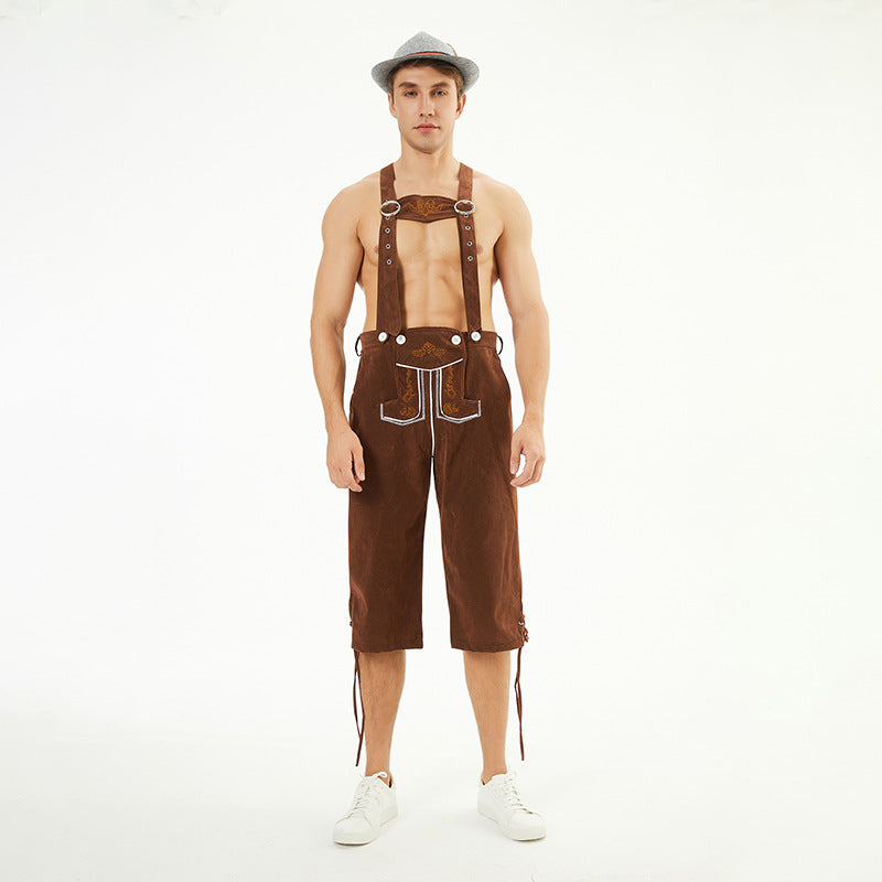 Herren nan knielange Trachten-Latzhose mit verstellbaren Trägern und dekorativer Stickerei Shop Nory