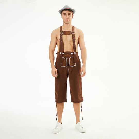 Herren nan knielange Trachten-Latzhose mit verstellbaren Trägern und dekorativer Stickerei Shop Nory